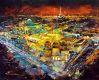 Shan Amrohvi, 30 x 36 inch, Acrylic on Canvas, Cityscape Painting, AC-SA-177